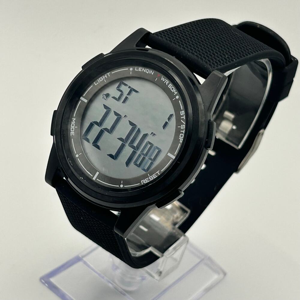 LENQIN Black Minimalist Men’s Digital Watch Working New Battery